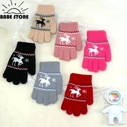 New Child Kids Baby Girls Boys Winter Knitted Gloves Xmas Cartoon Warm Mittens Toddlers Outdoor Cartoon  Cute Gloves5-12 Years