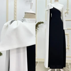XIXI CustomDresses Sheath White/Black Evening Dresses for Women Full Sleeve Real Picture Prom Gowns with Beading  Summer Rob