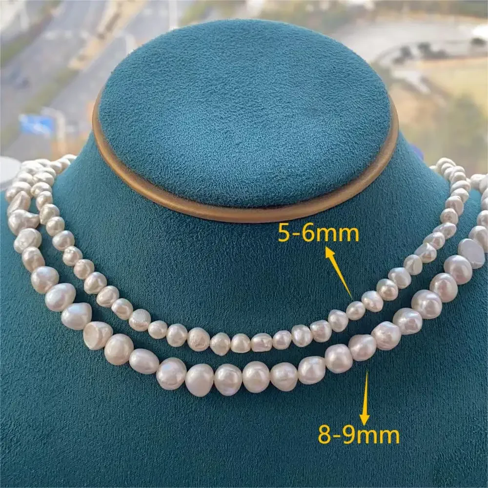 Thật Tự Nhiên Baroque Ngọc Trai Nước Ngọt Choker Vòng Đeo Cổ Cho Nữ Cô Gái Tặng, trắng Phổ Biến AA 8-9Mm Trang Sức Ngọc Trai Vòng Cổ