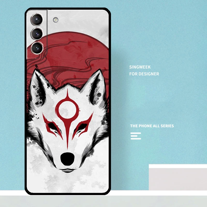 Okami Wolf Case For Samsung Galaxy S23 S24 Ultra S22 S21 Plus Note 10 Note 20 S9 S10 S20 S21 FE Cover