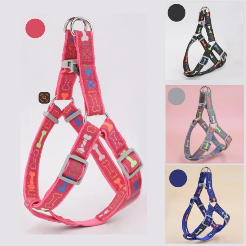 

Fashion Dog harness，A colorful bone tripod pet dog harness for indoor and outdoor use