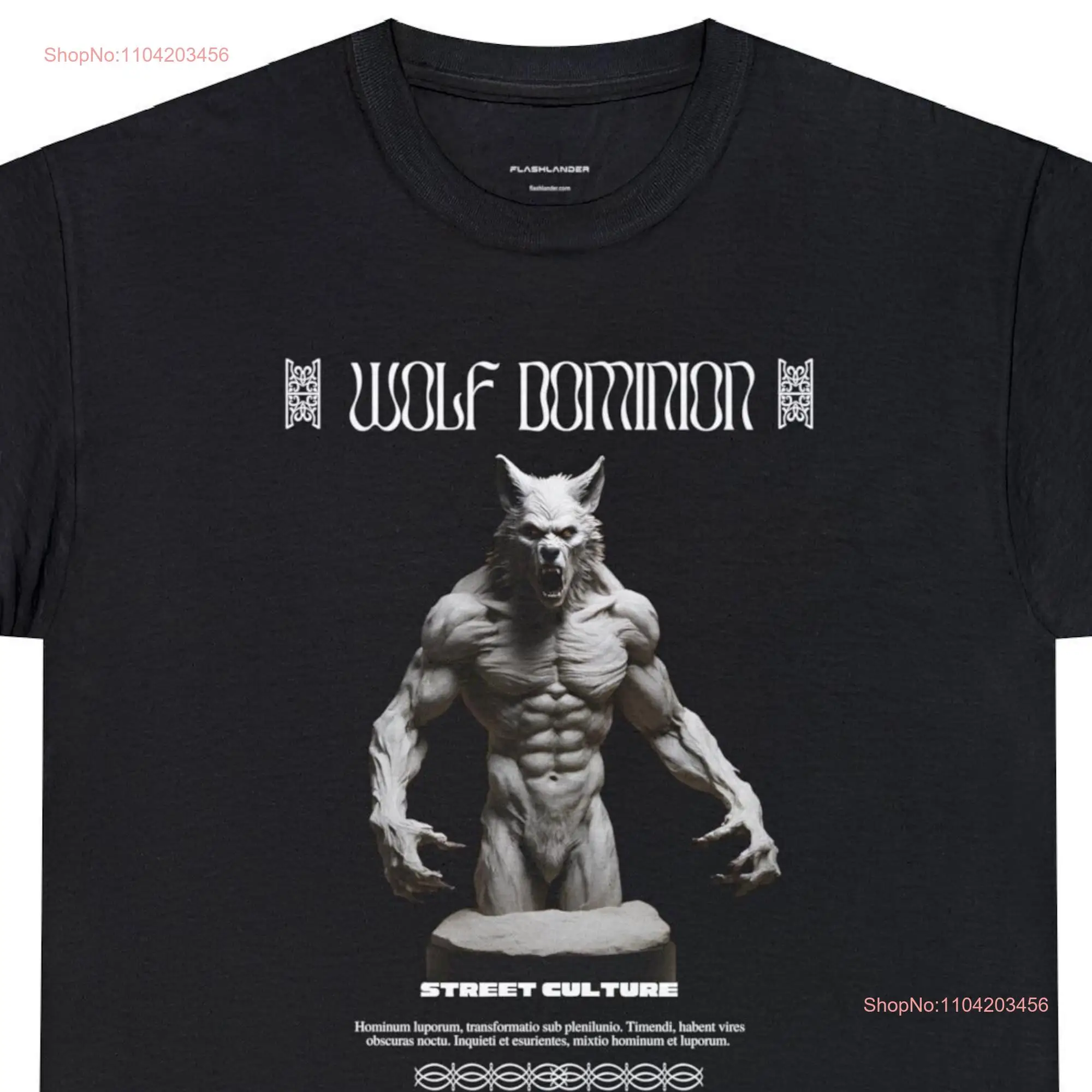 WOLF SHIRT MINIMALISTIC T Street Wear Dominion Crewneck  Heavy Cotton long or short sleeves