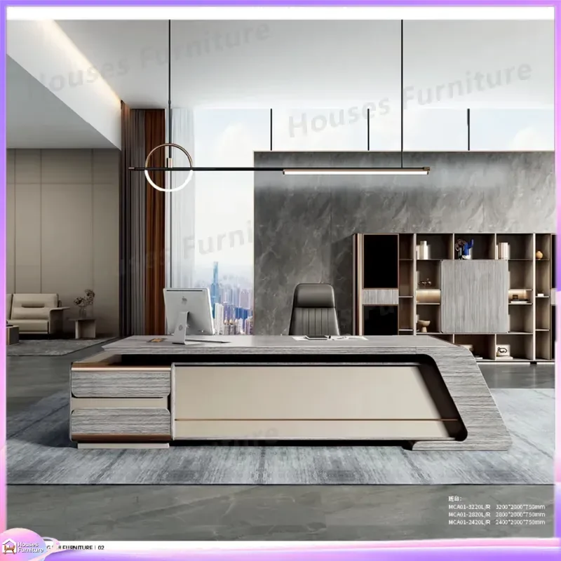 Executive Office Desk Solid Wood Computer Table for CEO Manager Modern Home Office Furniture Workstation Writing Desk with