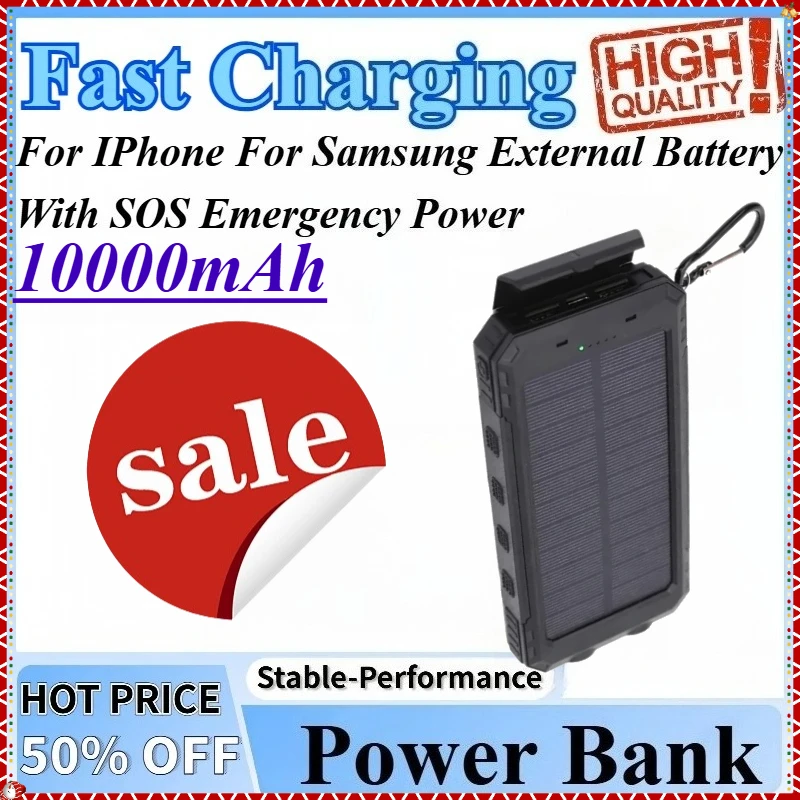 10000mAh Power Bank Large Capacity Fast Charging For IPhone External Battery With SOS Emergency Power For Samsung