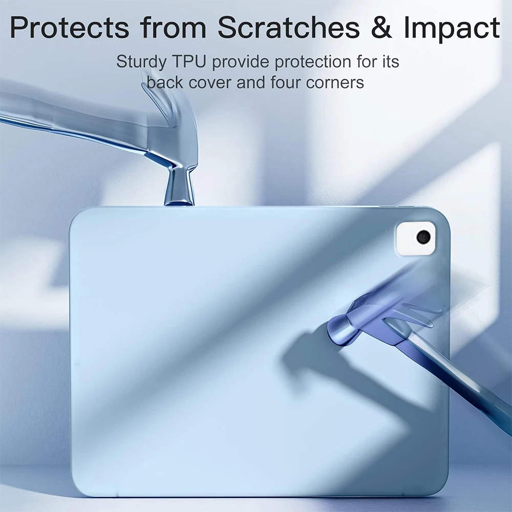 Soft TPU Back Case for Ipad 7th 8th 9th 10.2 7/8/9th Generation Air 3 Pro 10.5 Trifold Stand Smart Cover with Auto Wake/Sleep