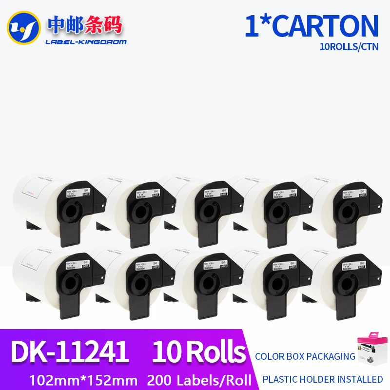 

10 Rolls Generic DK-11241 Label 102*152mm 200Pcs Compatible for Brother Printer QL-1050/1060N All Come With Plastic Holder