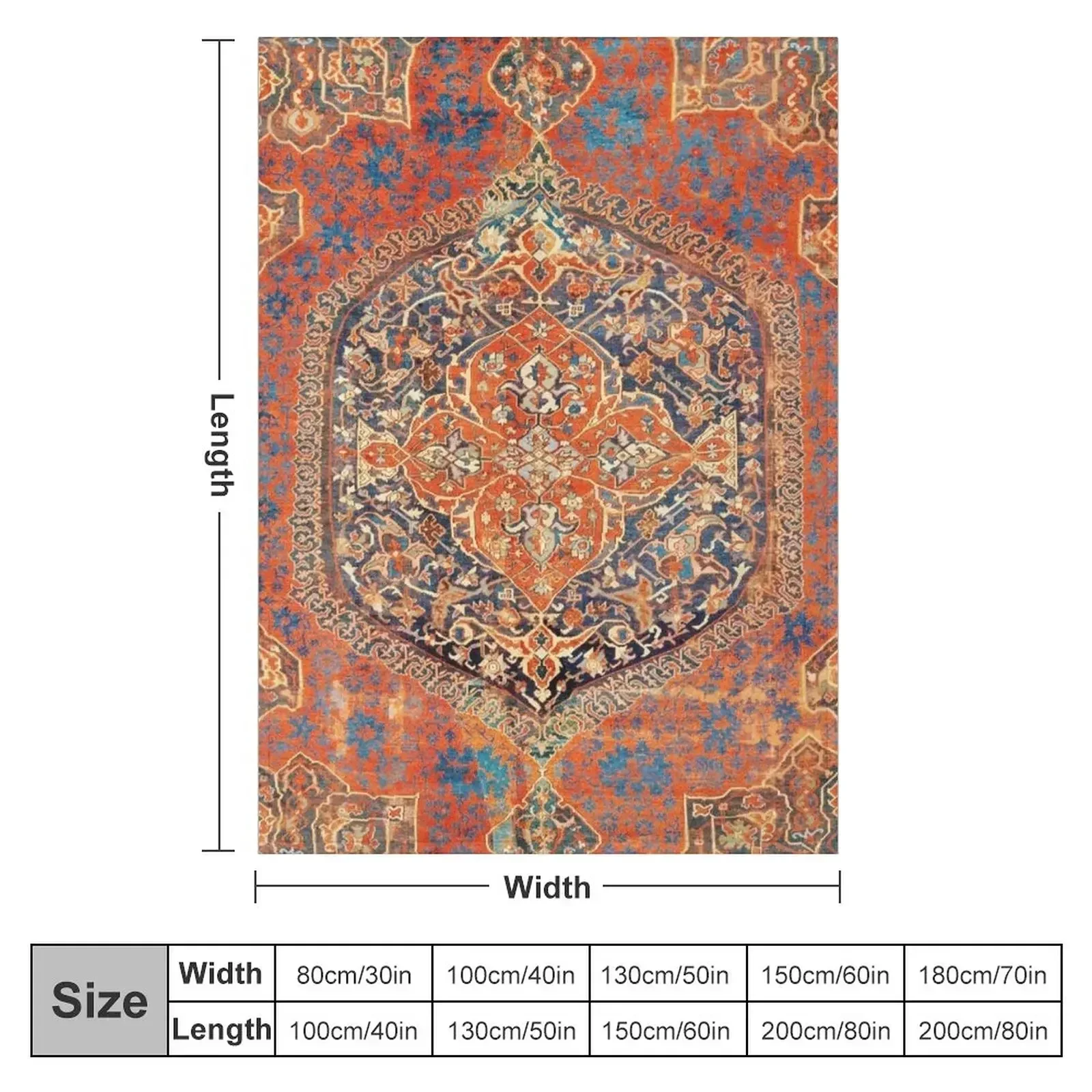 17th Century Turkish Carpet Print Throw Blanket Sleeping Bag Single Luxury Designer Personalized Gift Hair Blankets