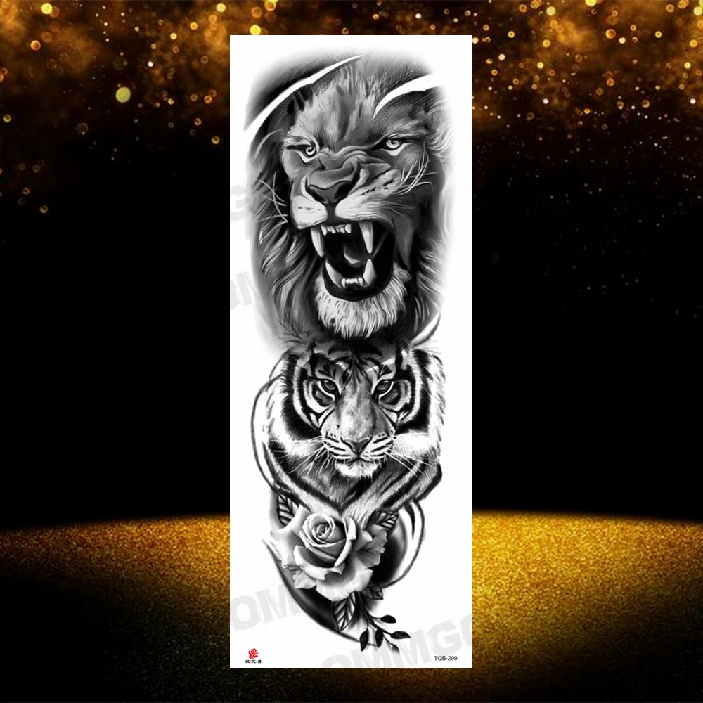 Único deus barco tatuagens temporárias para mulheres homens realista leão tigre lobo falso tatuagem adesivos sexy perna lavável tatoos grande