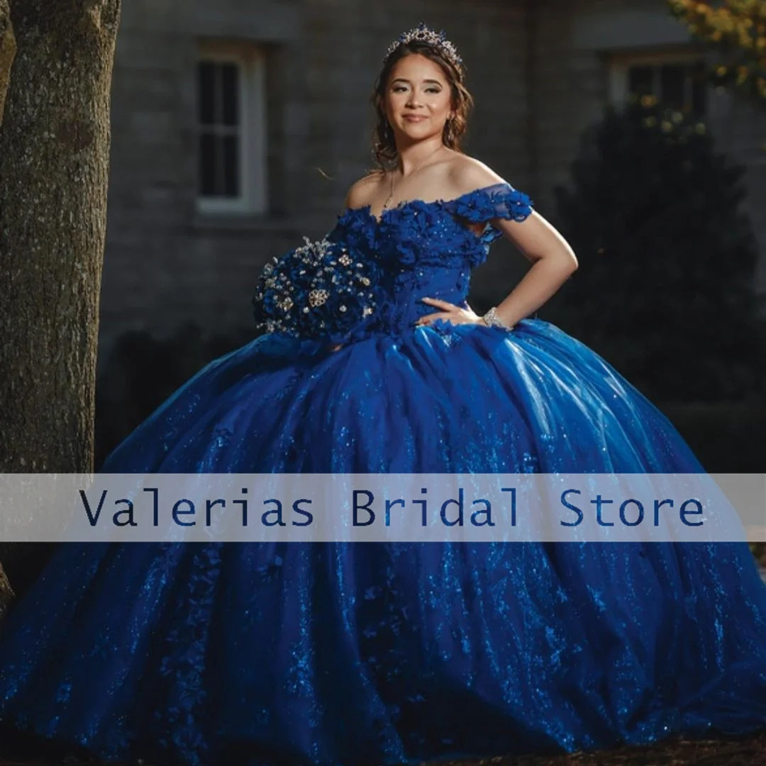 Royal Blue Quinceanera Dresses For Sweet 16 Girls Off The Shoulder Ruffy Princess Ball Gown Birhday Party Gowns Customized