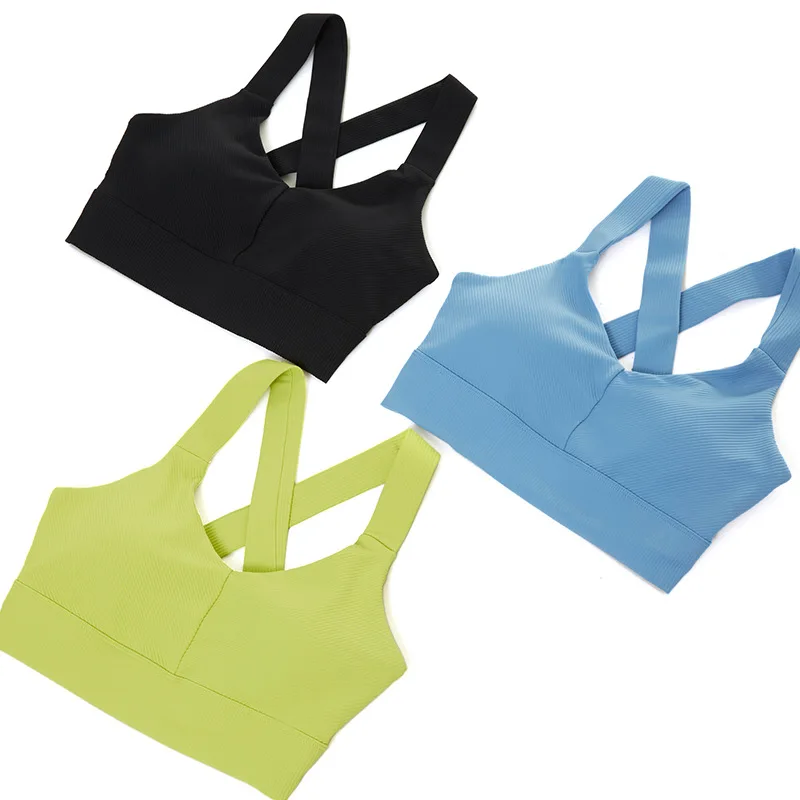 Withered Summer Sports Tank Tops Breathable Comfortable High Stretch Sports Bra Women Backless Crossover Yoga Top Ladies