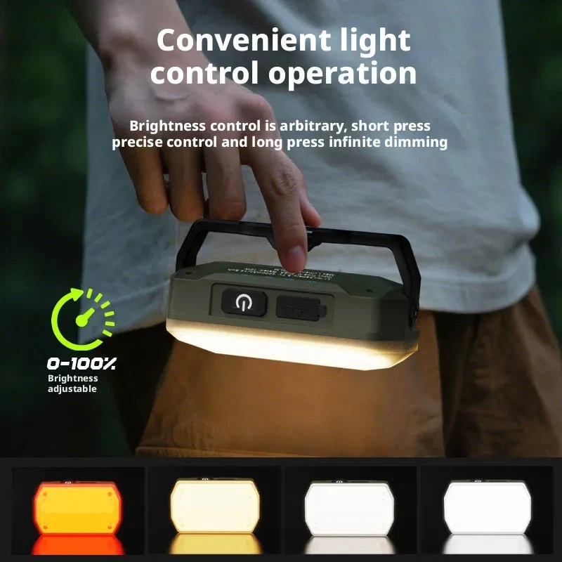 Portable Work Light 4000mAh Battery USB C Rechargeable Emergency Lamp with Magnetic 3 Colors Outdoor Waterproof Camping Lantern