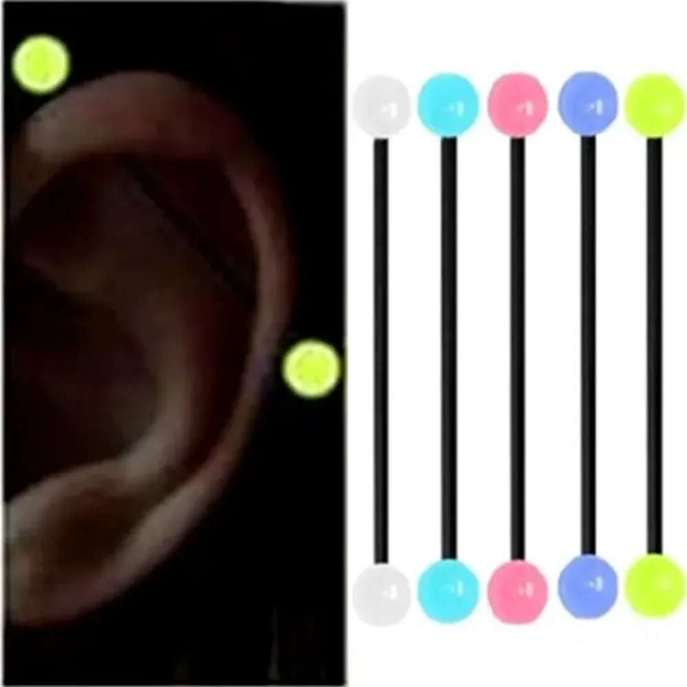 5 قطعة 14 جرام الاكريليك الصناعية سقالة الحديد توهج في الظلام مختلط اللون مرنة حلَق أذن مسمار ثقب #3