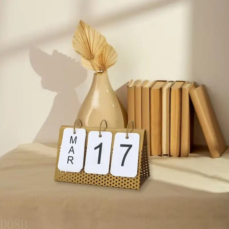 

D08B Decorative Flipping Calendar Desk Monthly Calendar Planner Tabletop Permanent Calendar for Shelves Desk Ornament