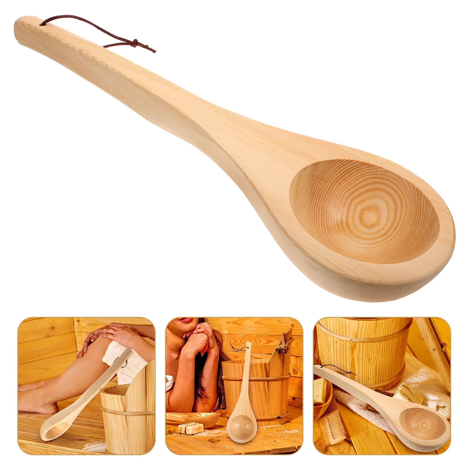 1 قطعة مغرفة خشب التنوب مقبض طويل مغرفة المياه للحمام ساونا غرفة البخار المطبخ حديقة متعددة الوظائف قحافة المياه المنزلية