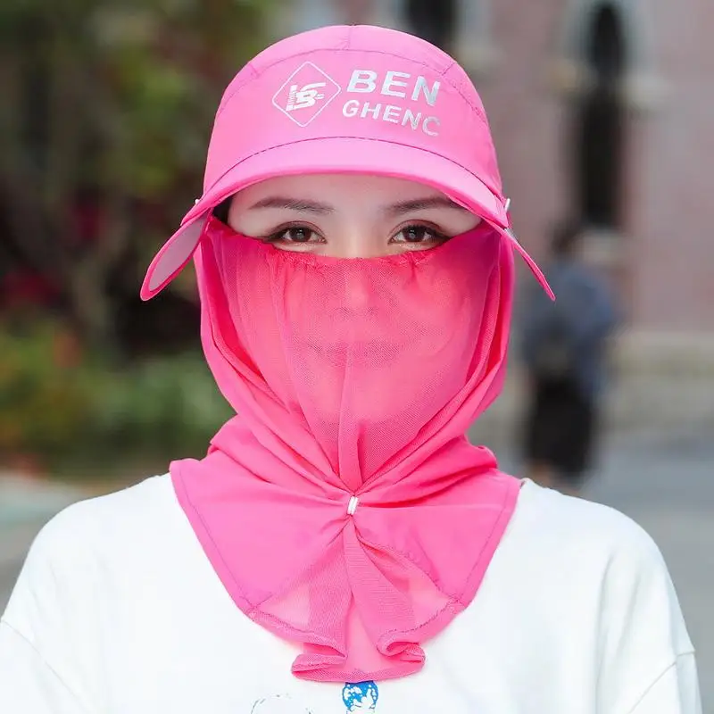 Damen-Sonnenschutzkappe aus Eisseide, atmungsaktiv, UV-Sonnenschutz, staubdicht, Schutzschild, Sommer, Outdoor-Sport, Kopfbedeckung – Detail 7