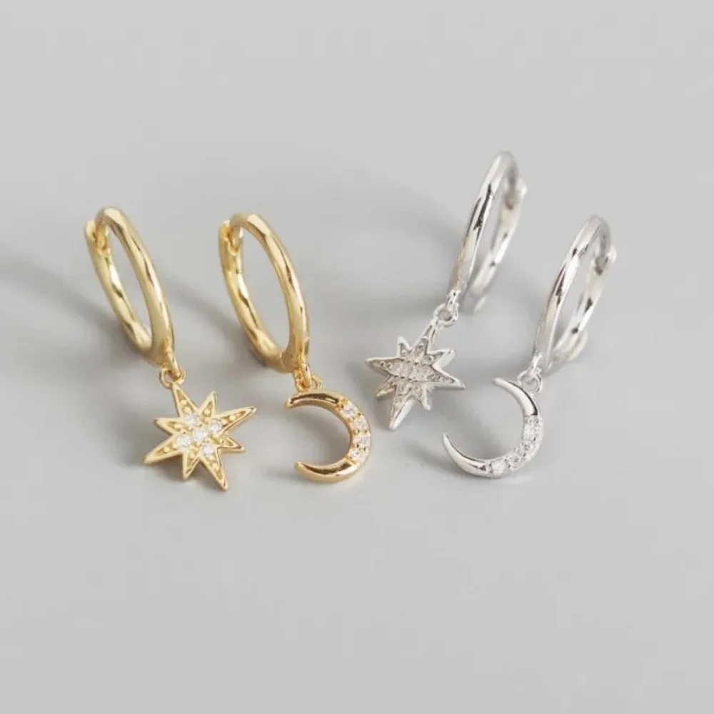 Newly Fashion Classic Geometric Women Dangle Earrings Asymmetric Earrings of Star and Moon Female Jewelry