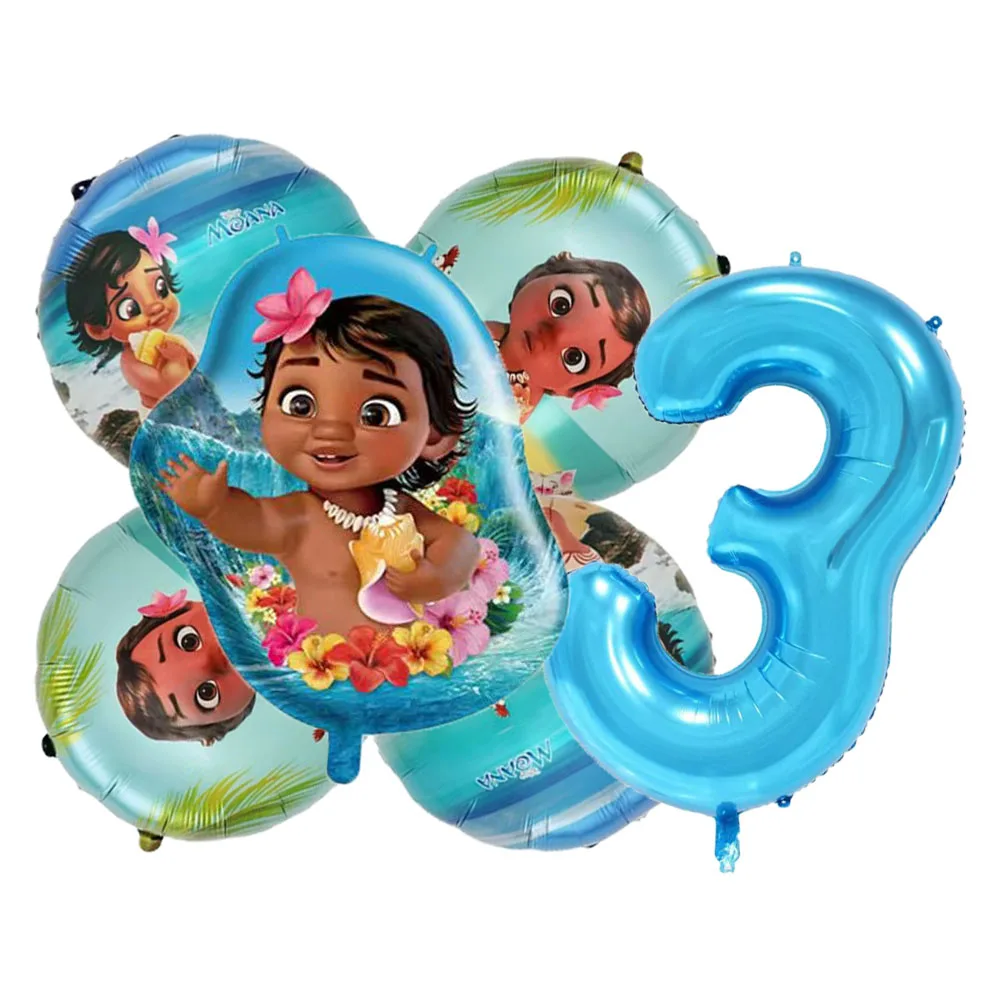 مجموعة بالونات كرتونية من New Ocean Adventure Moana لاستحمام الطفل الأول من 1 إلى 5 سنوات للأولاد والبنات مثل لوازم تزيين حفلات أعياد الميلاد