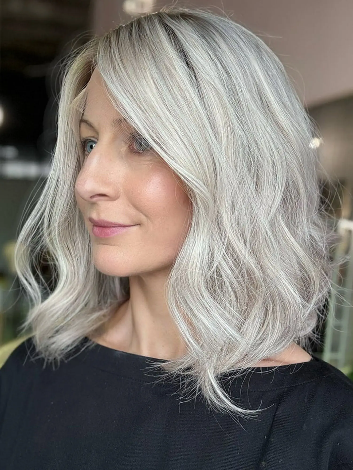 Gray Blonde Wig Peplucked Hairline 13x4 High Definition Wigs for Women High Quality Shoulder Wave Synthetic HD Lace Front Wigs