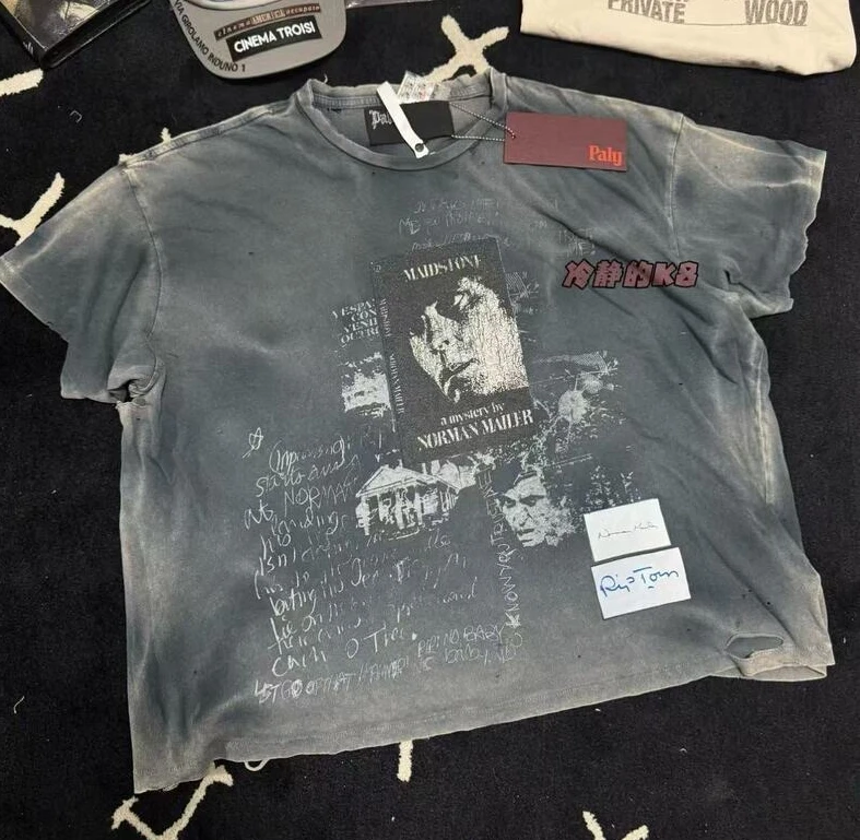 Paly Hollywood FW26 Character Print Crew Neck Wash Old Vintage Short Sleeve T-Shirt