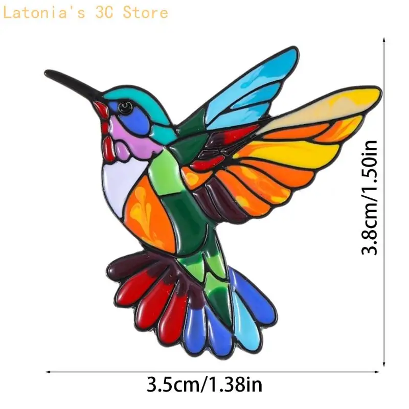 Künstlerische, in Tropfenöl gefertigte Kolibri-Brosche mit lebendigen Farbtönen, verstellbar für verschiedene dekorative – Detail 6