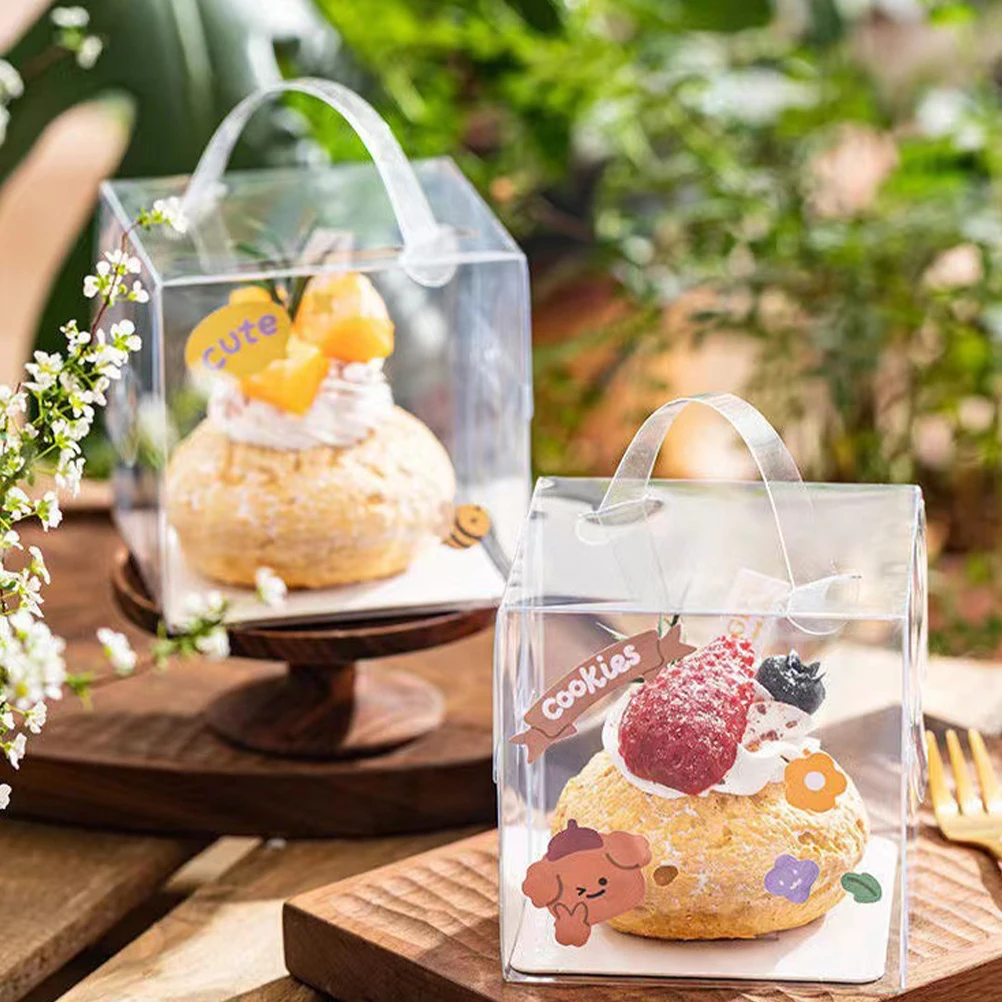 

10 Pcs Cake Box Joy-bringing Boxes Clear Pastry Gift Packaging Bakery Containers The Pet