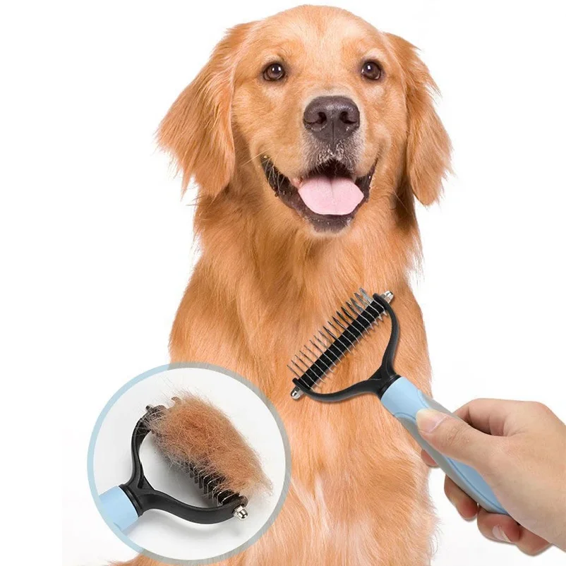 Professional Pet Deshedding Brush Dog Cat Grooming Tool Hair Fur Remover Undercoat Knot Cutter Comb for Puppy Shedding Supplies - view 2