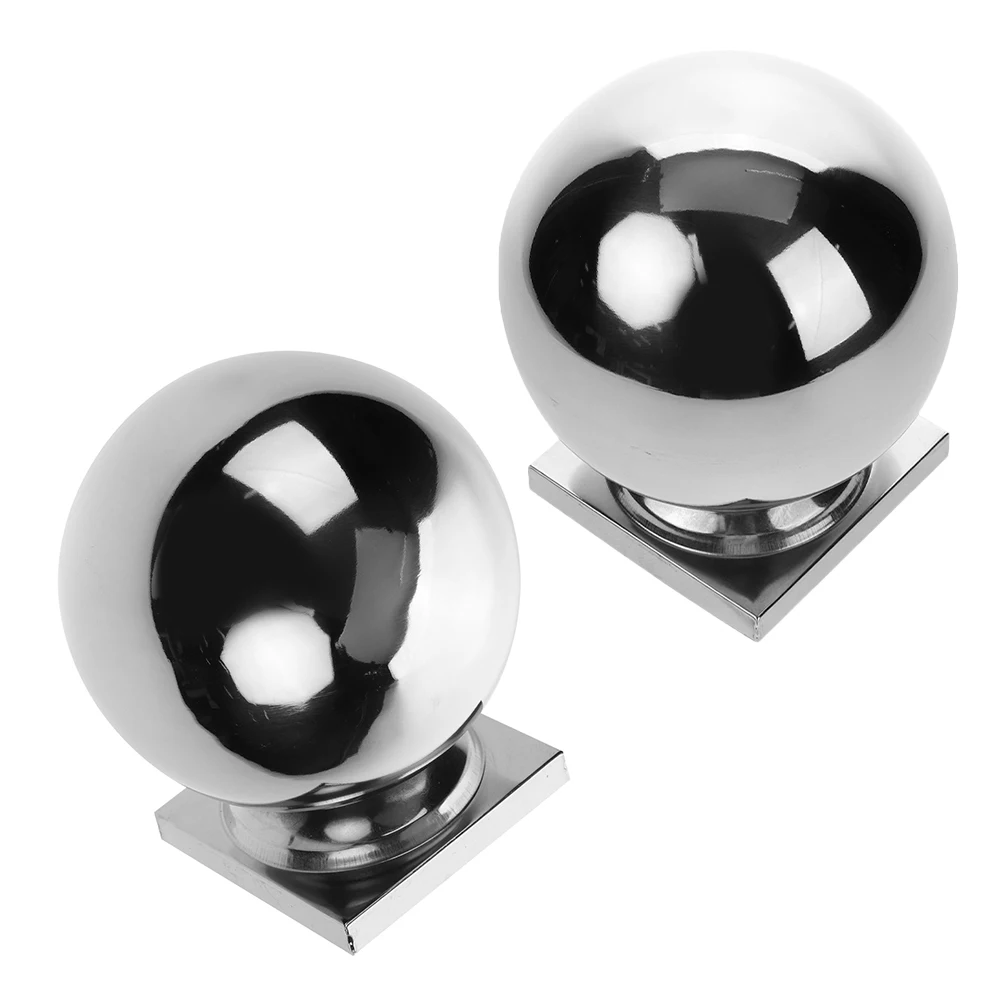 

2 Pcs Stainless Steel Ball Fence Post Globe Metal Cover Guardrail Corridors Cap Handrail End Square Posts Bed Finials Deck Caps