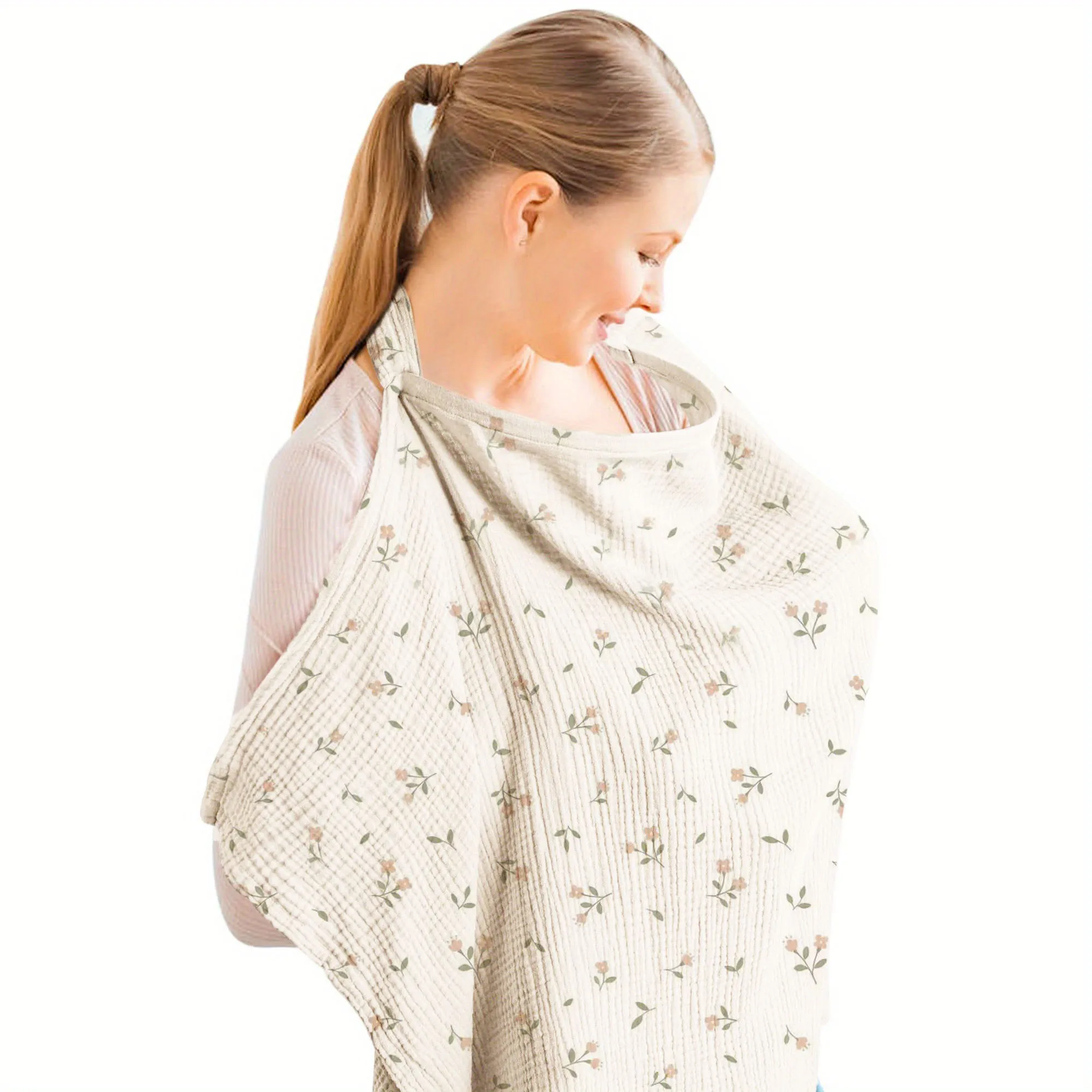 1 pc Nursing Cover Cloth - Outdoor Breastfeeding Shawl, Anti-Exposure Gauze Feeding Cover-up, Breathable Nursing Scarf for Mater