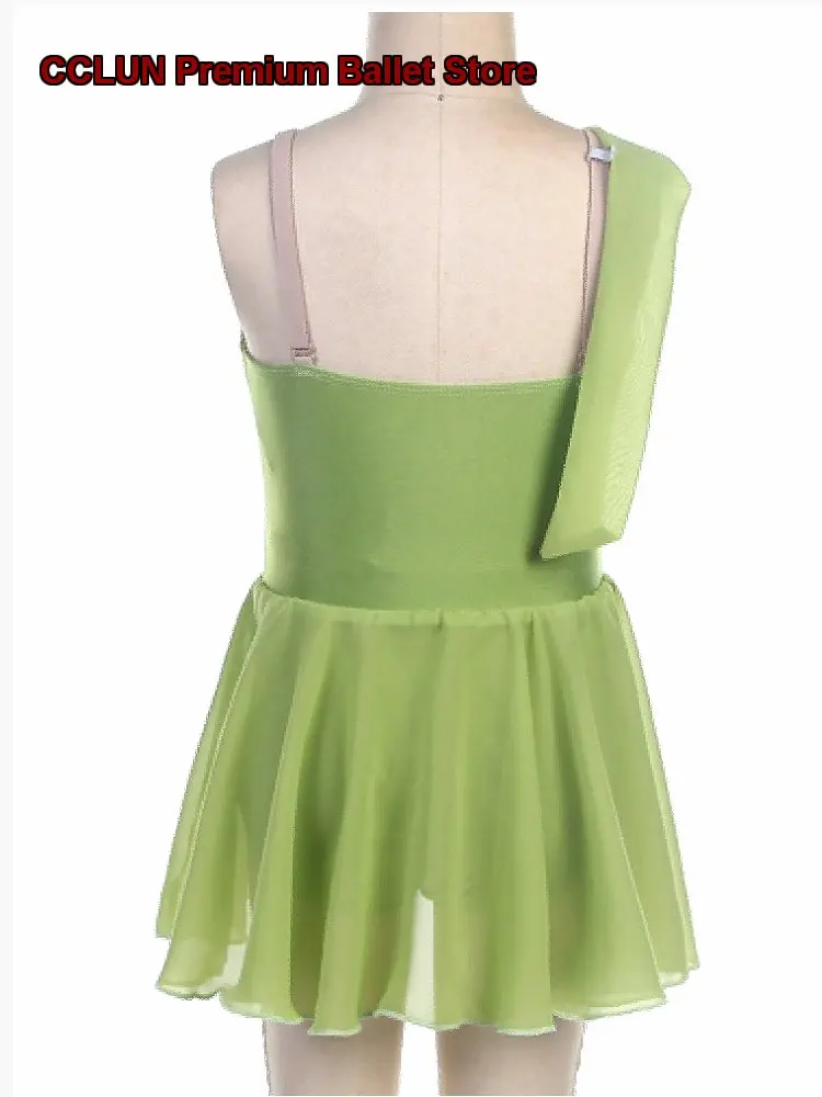Cupid Variation Children's Competition Short Skirt Moss Green Professional Chiffon Tulle Tutu Adult Kids