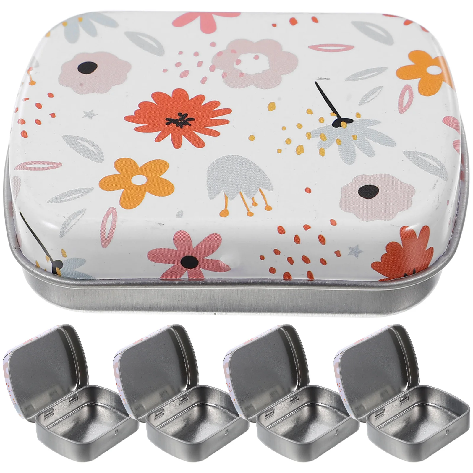 

6Pcs Tin Box Flower Pattern Small Portable Mini Candy Organizer Storage Boxes Metal Case Holder for Jewelry Trinkets Crafts