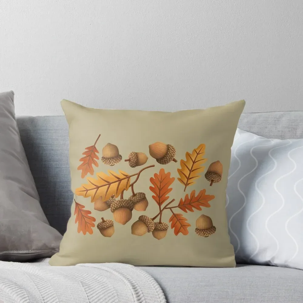 Acorns with oak leaves Throw Pillow Christmas Pillowcase Pillowcase luxury sofa pillows christmas ornaments 2025 pillow