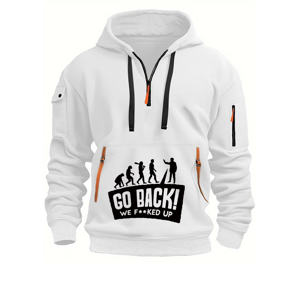 Evolution Themed Humor new men's half-zip pullover is suitable for the spring and autumn seasons and provides comfort hoodies