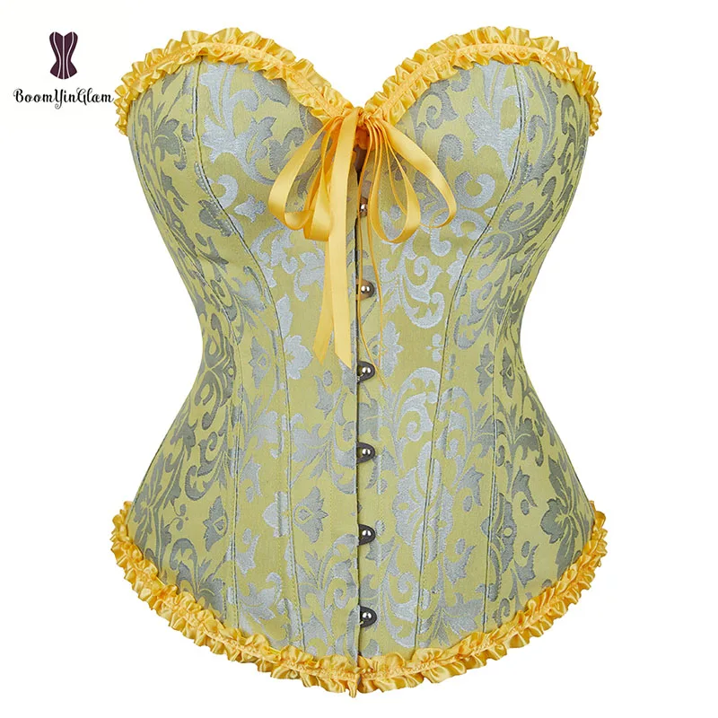 Free shipment fashion design 8 colors plus size pleated corselet women bustier overbust victorian Lace up boned corset 810#