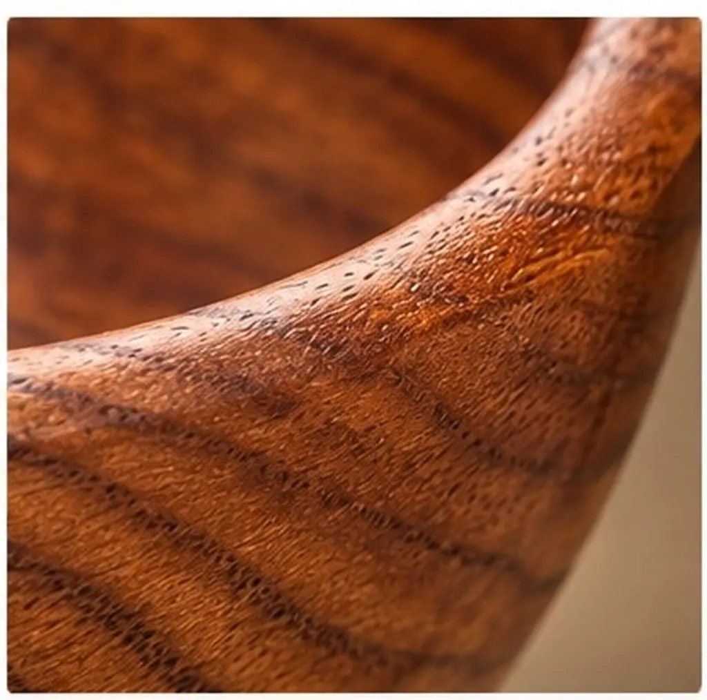 Wood Salad Bowl Natural Wood Fruit Bowl Smooth Edges Anti-Scald Design Serving Rice Salad Snack Dish Home Kitchen Use