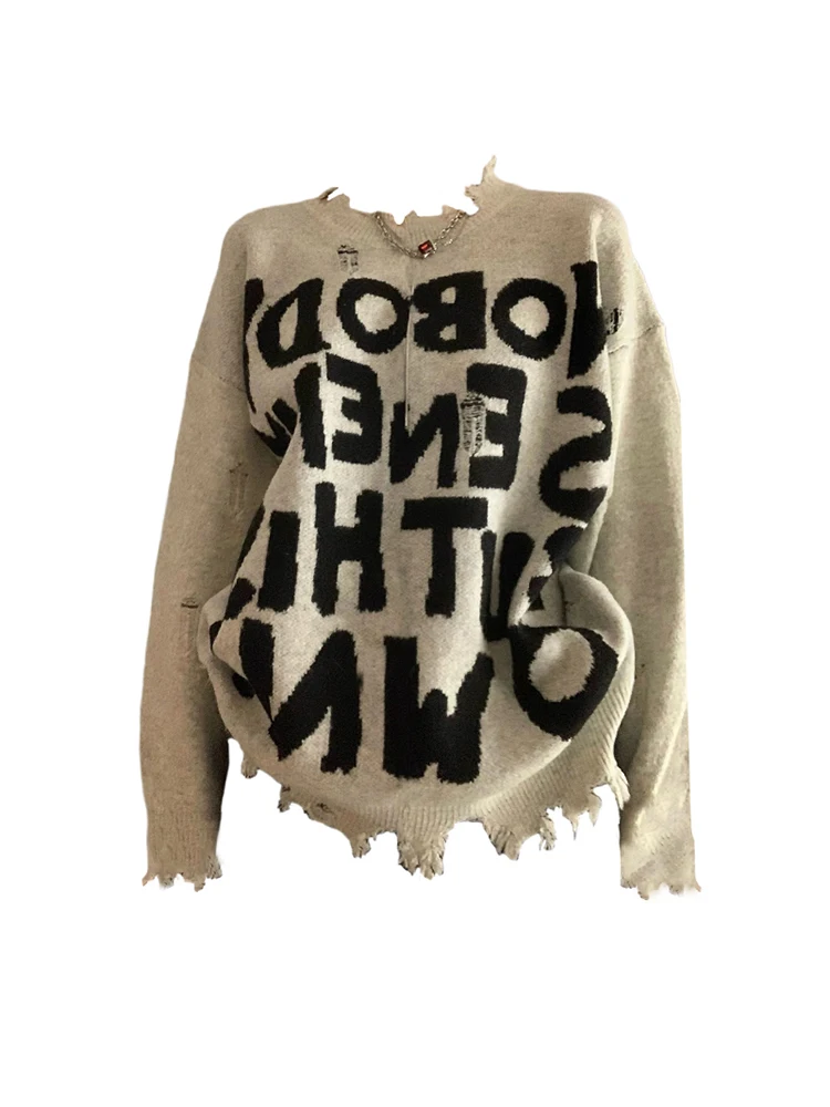 

2023 Harajuku Full Sleeves Jumpers Tops Letter Print Women Fashion Casual Streetwear Chic Femme O-Neck Y2K Sweaters Pullovers
