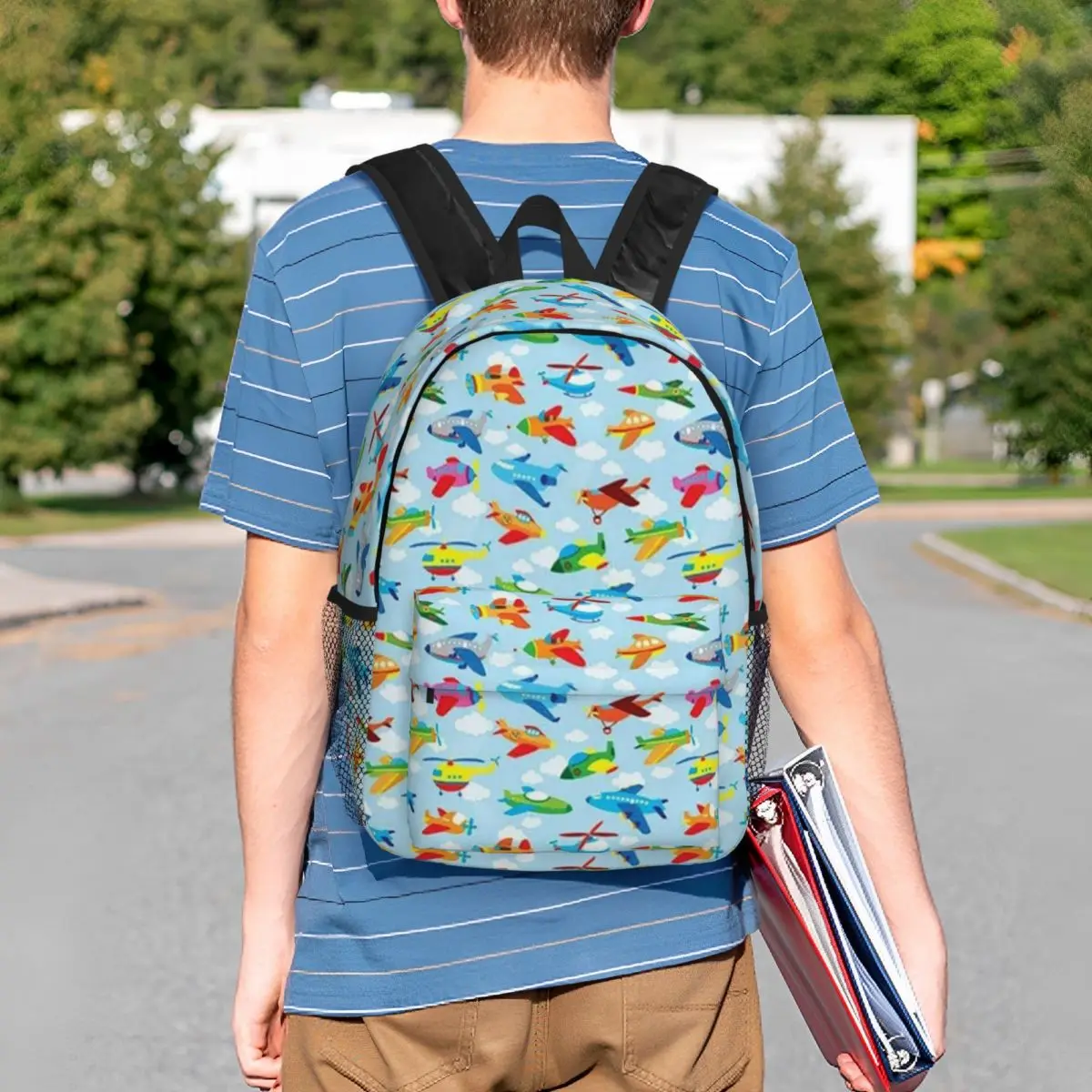 Cartoon Airplane Aviation Themed Backpack Student BookBag Children School Bag Computer Shoulder Bags for Boys Girls