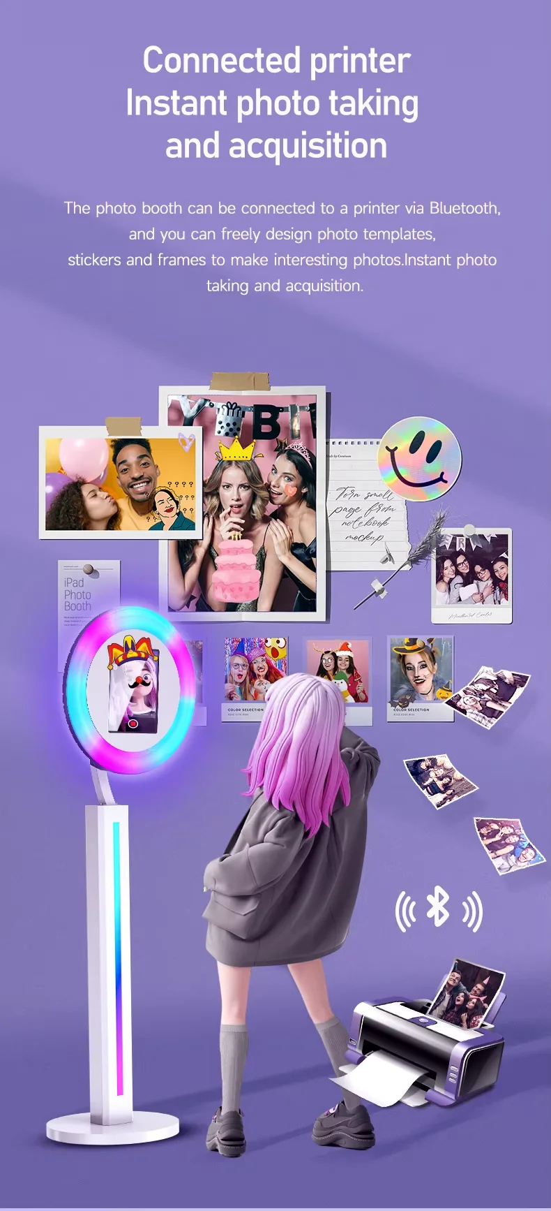 Standing Photo Booth Ranking Three Adjustable Color Temperature Magic Mirrors Photo Booth with Light Emitting Diode Light