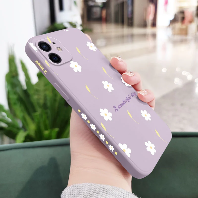 Custodia per telefono Rain Daisy per iPhone 12 11 X XR XS 8 7 SE2 Plus Pro Max Mini Cover in silicone