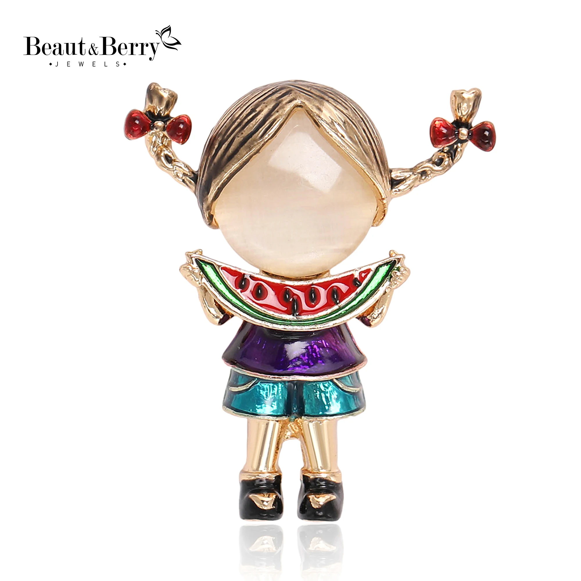 Beaut&Berry Trendy Cartoon Lady Brooches Cute Girl Pins Childhood Memories Casual Party Accessories Gifts