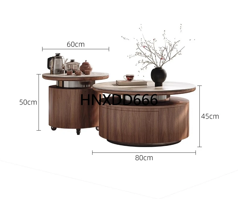 

Movable belt tea making integrated rock slab round combination edge table