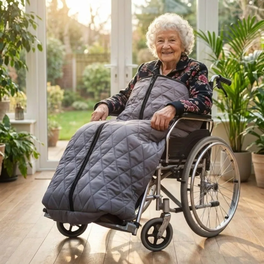 Fleece-Lined Wheelchair Windproof Blanket Zipper Half-covered Elderly Leg Warm Blanket Thickened Stain-resistant