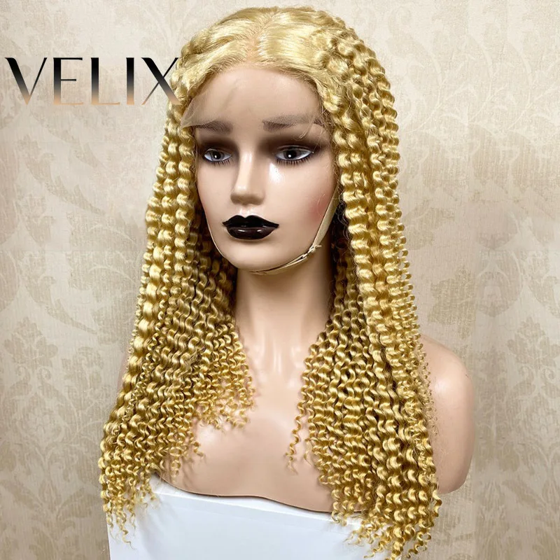 

Супердвойной объемный шелк (Super Double Drawn) # Парик 613 Blonde с HD-кружевной застежкой 5x5, 150% плотность, кудрявые волосы, 100% натуральные человеческие волосы, 20 дюймов, без клея, для женщин