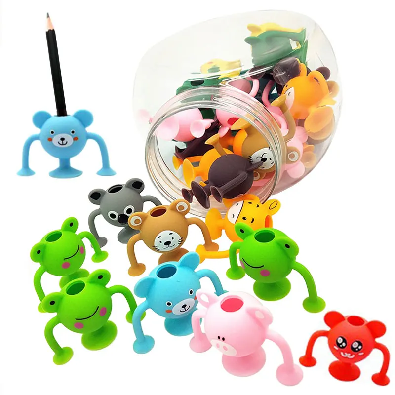 Montessori Siliconen Zuignappen Speelgoed Zacht Plastic Bouwstenen Diy Educatief Speelgoed Zuignap Bouw Set Voor Jongens