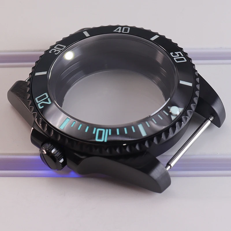 Zwart 40Mm Horloge Case C3 Lichtgevende Keramische Bezel Saffier Sub Voor Seiko Nh35 Nh34 Nh36 Nh38 Eta 2824 Miyota 8215 Beweging 28.5Mm