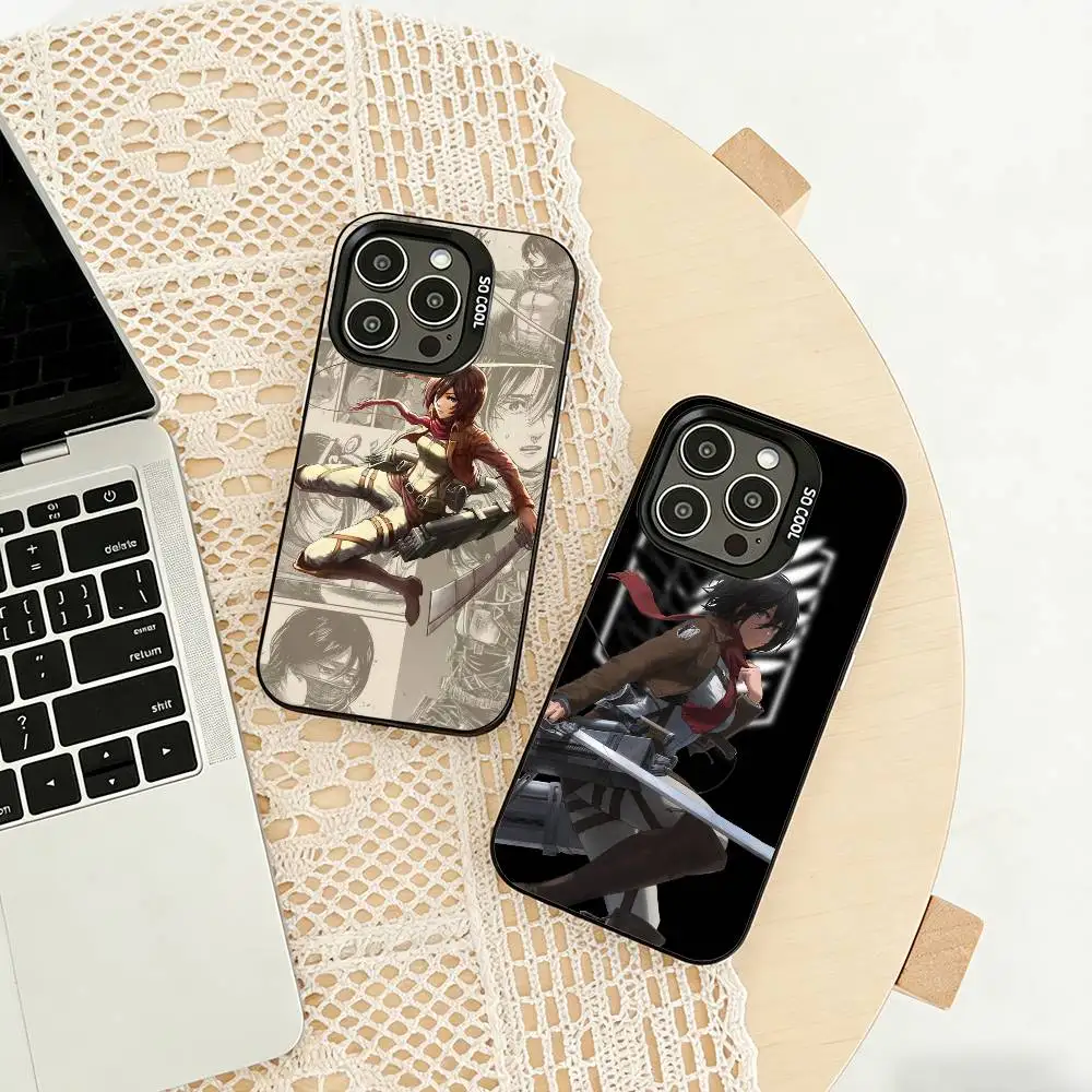 

A-Attack on T-Titan E-Eren M-Mikasas Phone Case For iPhone 17,16,15,14,13,12,11 Plus,Pro Max,XS,Colored silver phone case