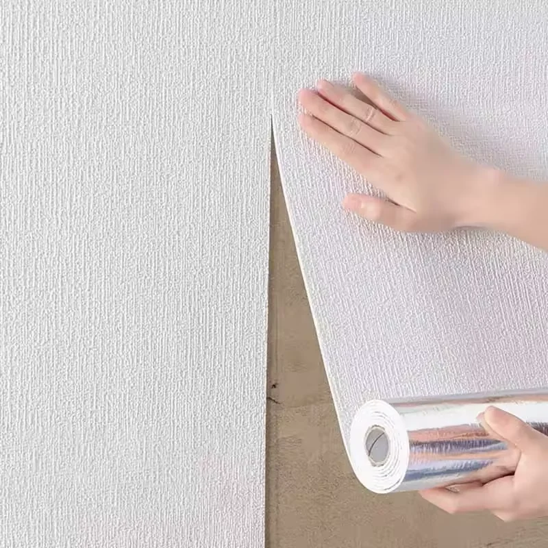 3D Self-Adhesive Linen Wallpaper Continuous Waterproof Wall Stickers Living Room Bedroom Kitchen Cabinet Waterproof Wall Sticker