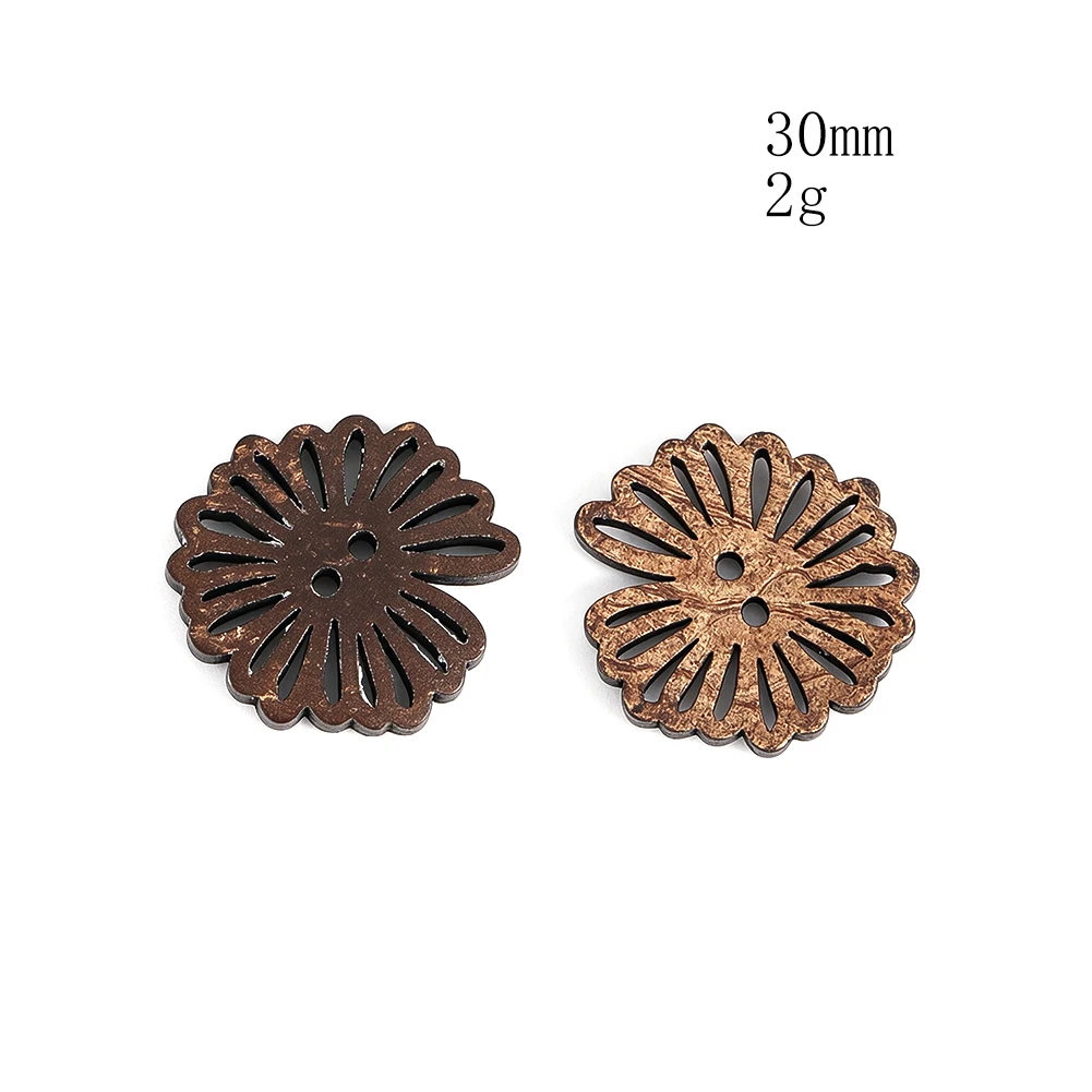 Handmade Hollow Flower Coconut Shell Buttons 2 Holes Eco-friendly Materials Buttons for Sewing Scrapbooking DIY Clothing Decor
