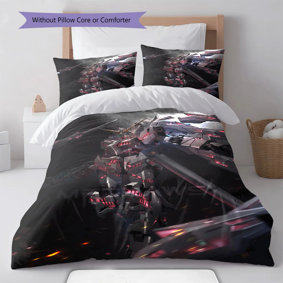 Gundam Chibi Style Bedding Set Mobile Suit Anime Duvet Cover Polyester Soft Comforter -QJY
