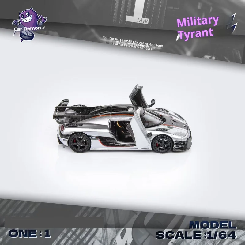 DKA One:1 Silver 1:64 Alloy Diecast Car Model Opening Doors & Hood Limited Edition Collectible Simulation Vehicle Replica Gift