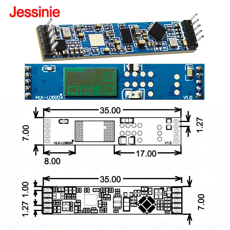 Hi-Link LD6004 60G High-Precision Millimeter Wave Radar Module Multi-Target 3D Human Presence Sensing with Serial Communication